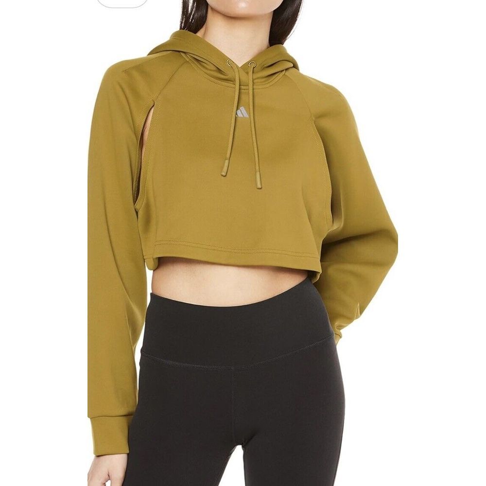 Adidas Women's Large Cropped Hoodie HIIT HD Aeroready Bronze Strata‎ Training